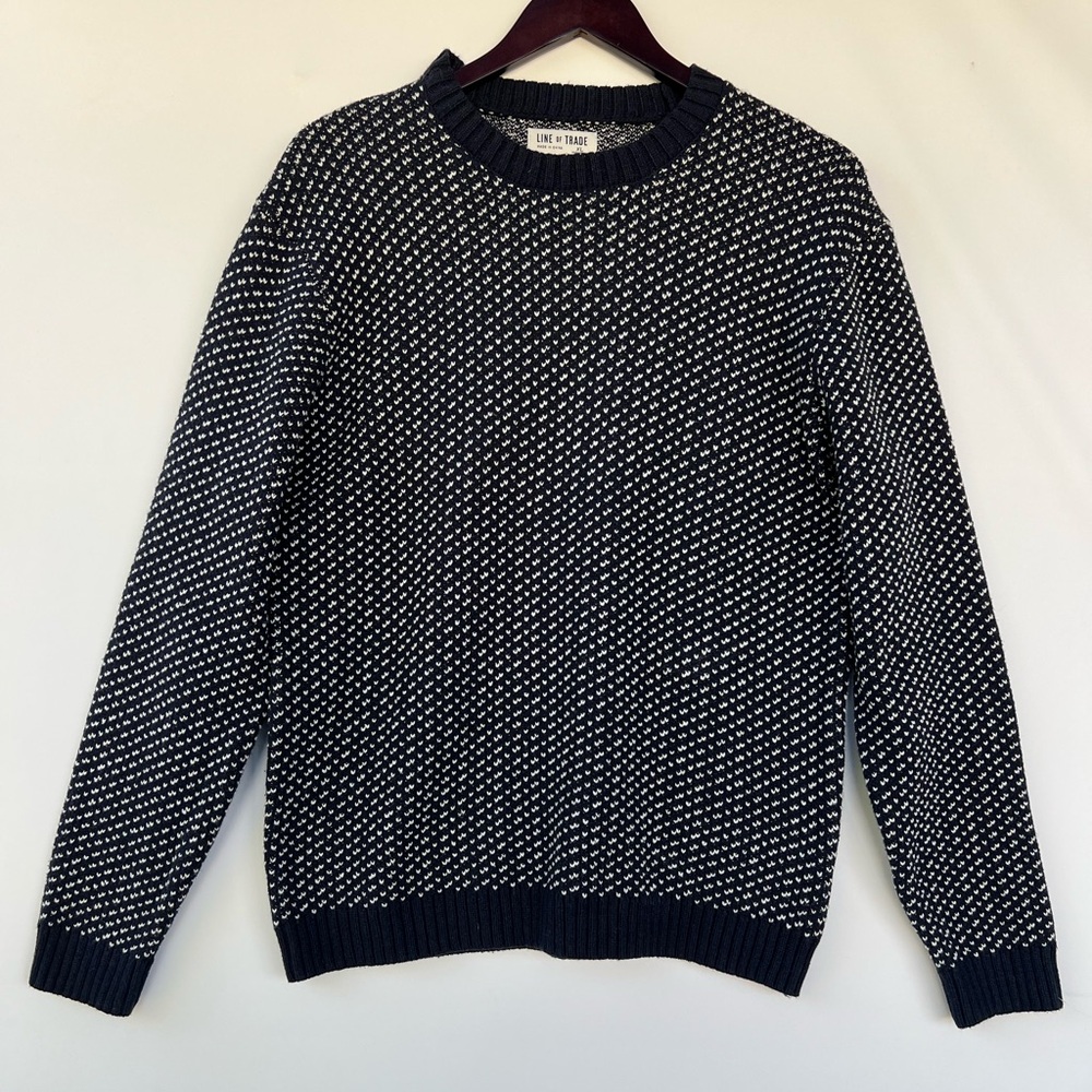 Line of Trade Sweater Mens XL Navy Blue The Bergen Birdseye Sweater‎ Midnight